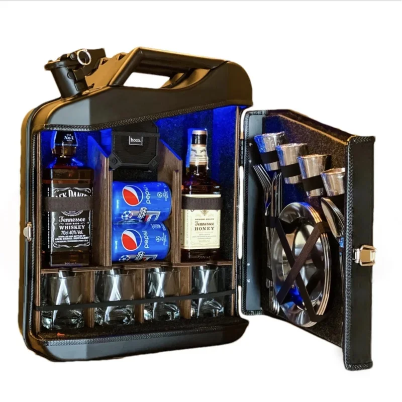 Custom 20L Black Matte Fuel Metal Jerry Can with Wooden Rack Home Canister Bar Father's Day
Custom 20L Black Matte Fuel Metal Jerry Can with Wooden Rack Home Canister Bar Father's Day