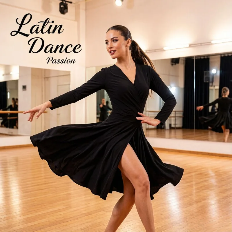 Women S-3XL Black Milk Silk V Neck Long Sleeve Latin Dance Dress Ballroom Salsa Daily Training Competition Performance Costume
Women S-3XL Black Milk Silk V Neck Long Sleeve Latin Dance Dress Ballroom Salsa Daily Training Competition Performance Costume
