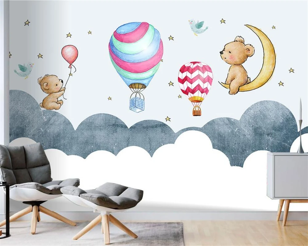 Customized 3d wallpaper modern Nordic mural cartoon hand-painted panda hot air balloon children's room decoration papel pintado
Customized 3d wallpaper modern Nordic mural cartoon hand-painted panda hot air balloon children's room decoration papel pintado