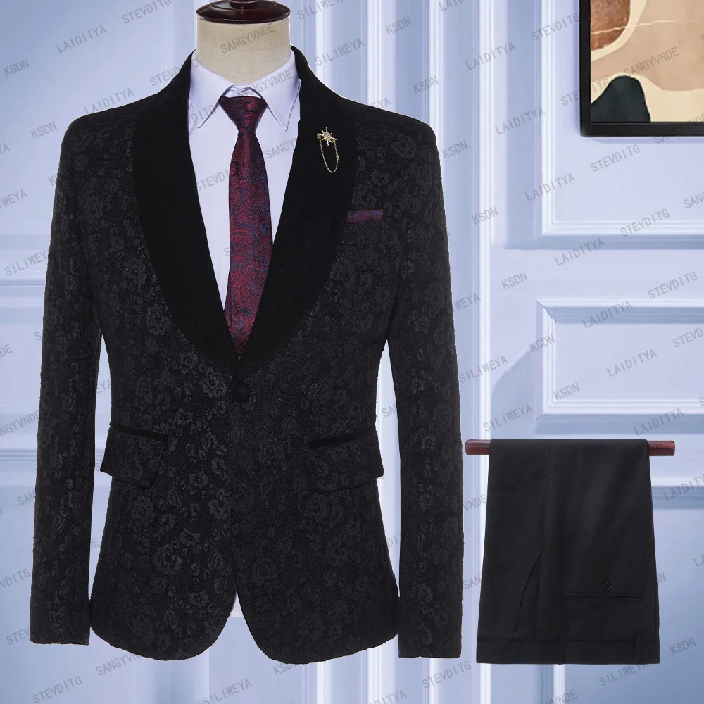 2023 New Fashion Men's Casual Business Suit Black Flower Pattern Velvet Lapel 2 Pieces Set Male Blazers Pants Terno Masculino
2023 New Fashion Men's Casual Business Suit Black Flower Pattern Velvet Lapel 2 Pieces Set Male Blazers Pants Terno Masculino