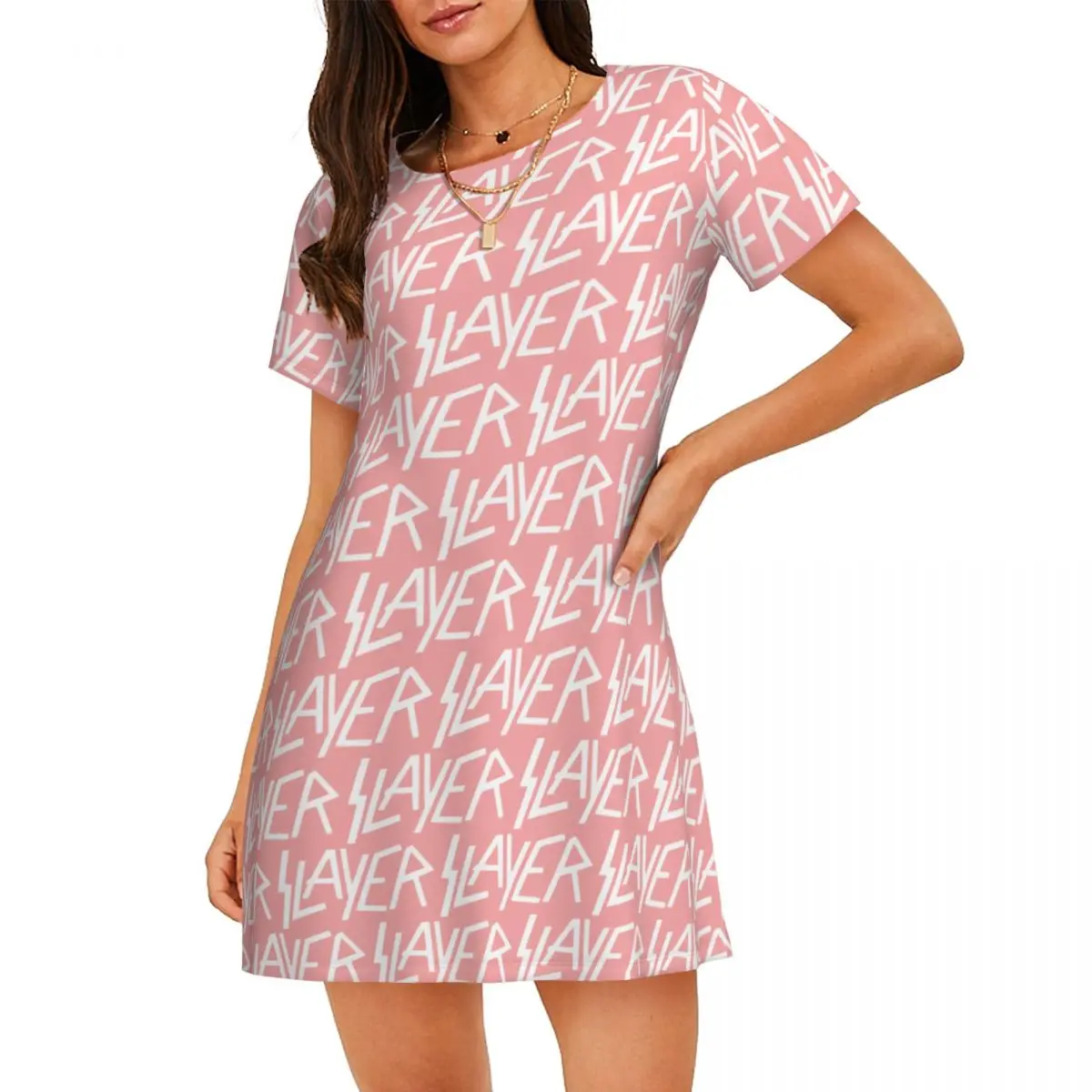Custom White Heavy Slayers Thrash Metal Women's Short-Sleeved Nightdress Printed Rock Roll Band Short Nightgowns Nightdress
Custom White Heavy Slayers Thrash Metal Women's Short-Sleeved Nightdress Printed Rock Roll Band Short Nightgowns Nightdress