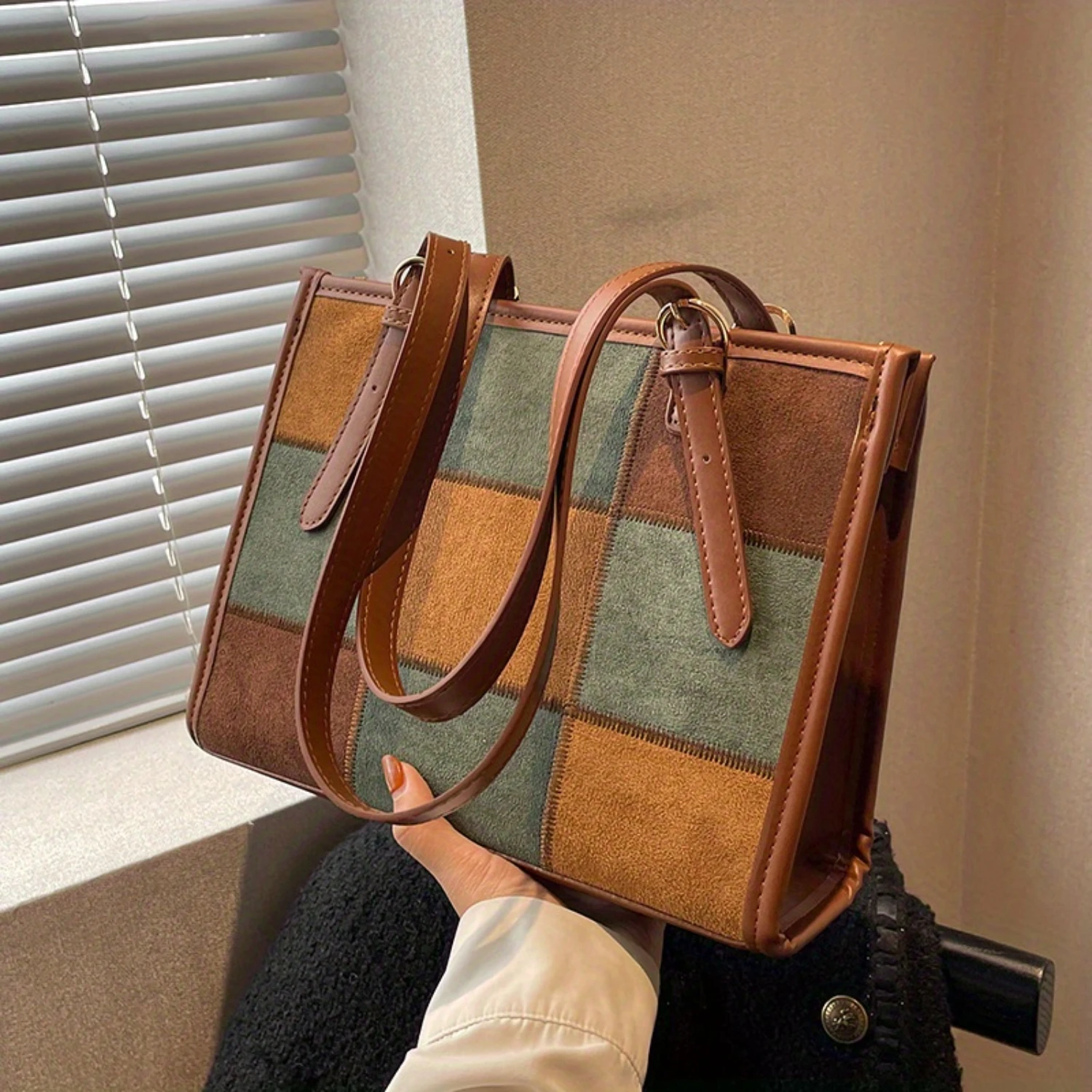 Vintage Plaid Pattern Tote Bag, Retro Shoulder Bag, Women's Casual Handbag & Purse For Commute
Vintage Plaid Pattern Tote Bag, Retro Shoulder Bag, Women's Casual Handbag & Purse For Commute