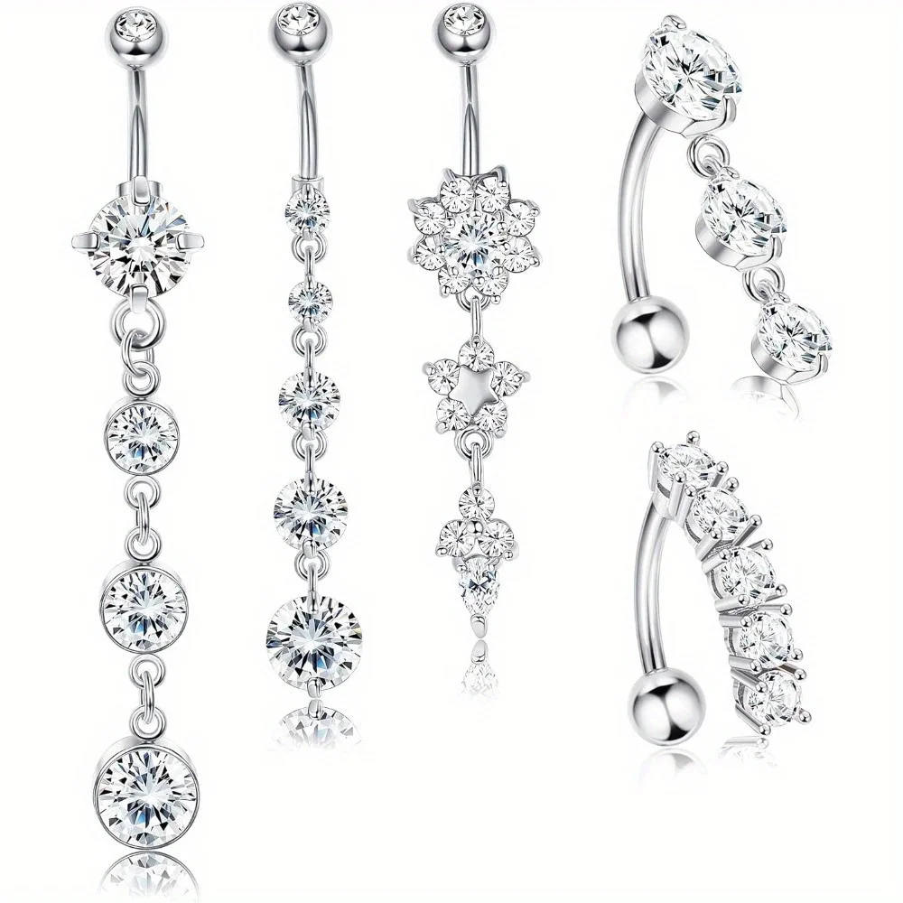 BESTEEL 1Pcs Stainless Steel Dazzle Shine with 14G Dangle Belly Button Rings CZ Body Piercing Jewelry for Women and Girls
BESTEEL 1Pcs Stainless Steel Dazzle Shine with 14G Dangle Belly Button Rings CZ Body Piercing Jewelry for Women and Girls