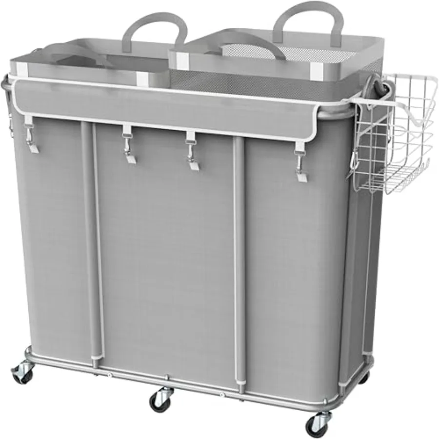 Extra Large 2-Section Rolling Laundry Cart 265L 70 Gal Heavy-Duty Gray Hamper with 2 Removable Bags 6 Smooth-Castor Wheels for
Extra Large 2-Section Rolling Laundry Cart 265L 70 Gal Heavy-Duty Gray Hamper with 2 Removable Bags 6 Smooth-Castor Wheels for