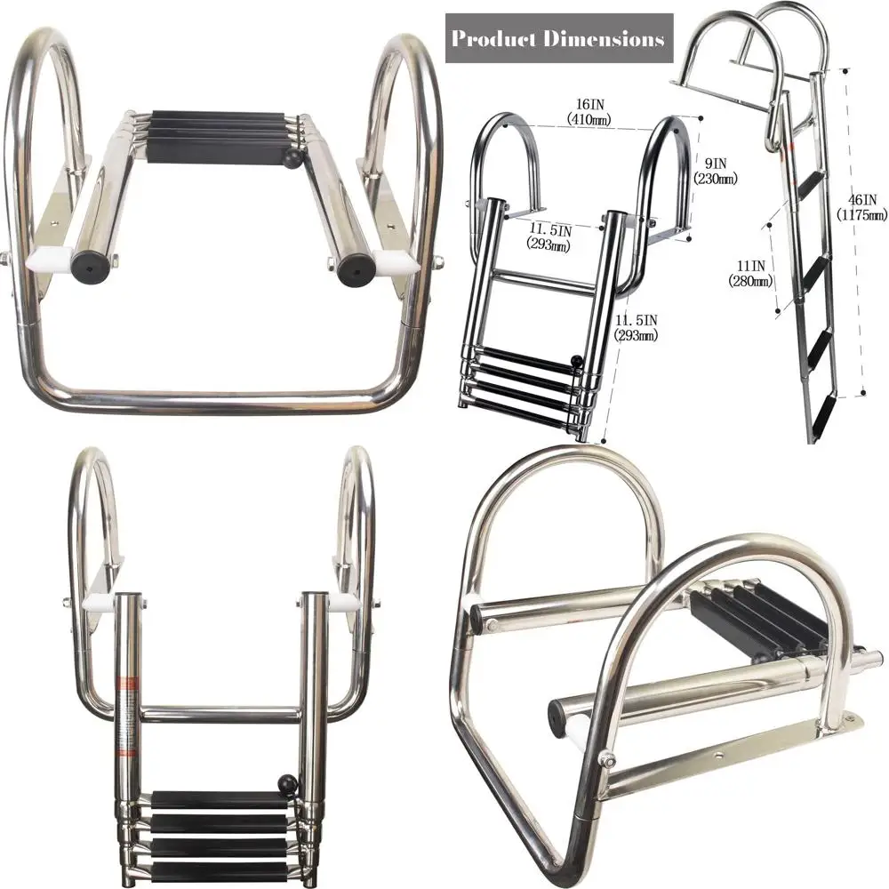 Telescoping Stainless Steel Pontoon Boat Ladder - Foldable Rear Entry Swim Deck with Wide Steps & Handrails
Telescoping Stainless Steel Pontoon Boat Ladder - Foldable Rear Entry Swim Deck with Wide Steps & Handrails