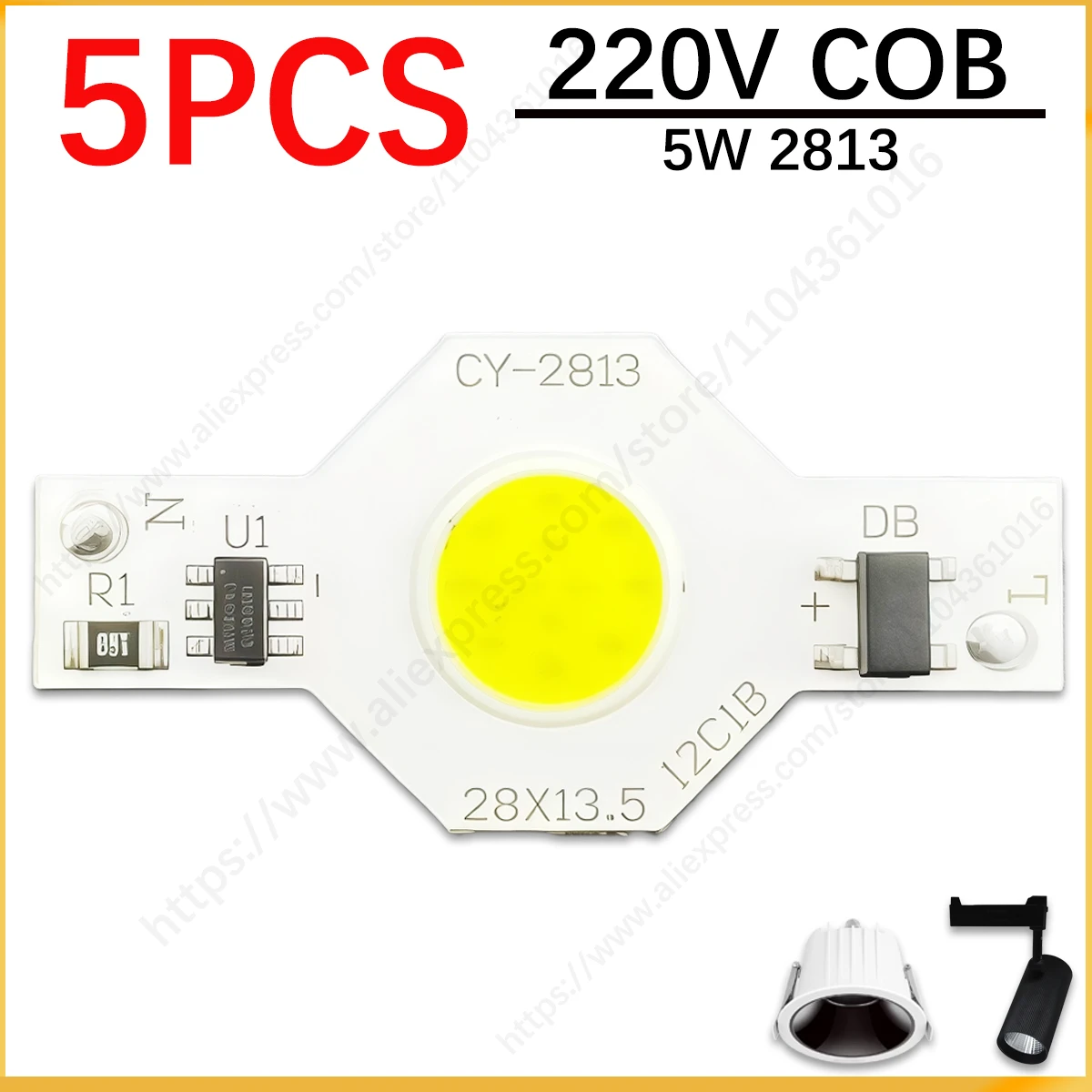 5pcs 220V LED downlight source Chip 5W COB Bead 28mm Warm white 6000K aluminum PCB plate COB diy indoor bulb spotlight
5pcs 220V LED downlight source Chip 5W COB Bead 28mm Warm white 6000K aluminum PCB plate COB diy indoor bulb spotlight