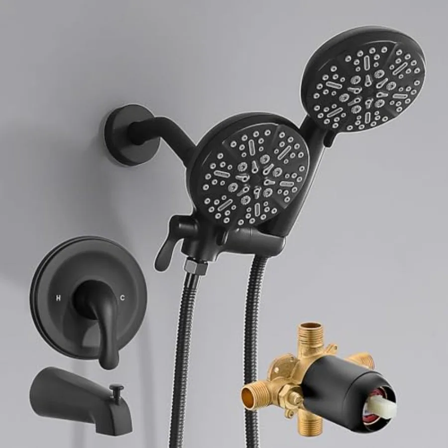 Black Shower Faucet Set with Tub Spout - Tub and Shower Faucet Combo Dual 2 in 1 Shower System with Handheld Showerhead 3-way W
Black Shower Faucet Set with Tub Spout - Tub and Shower Faucet Combo Dual 2 in 1 Shower System with Handheld Showerhead 3-way W