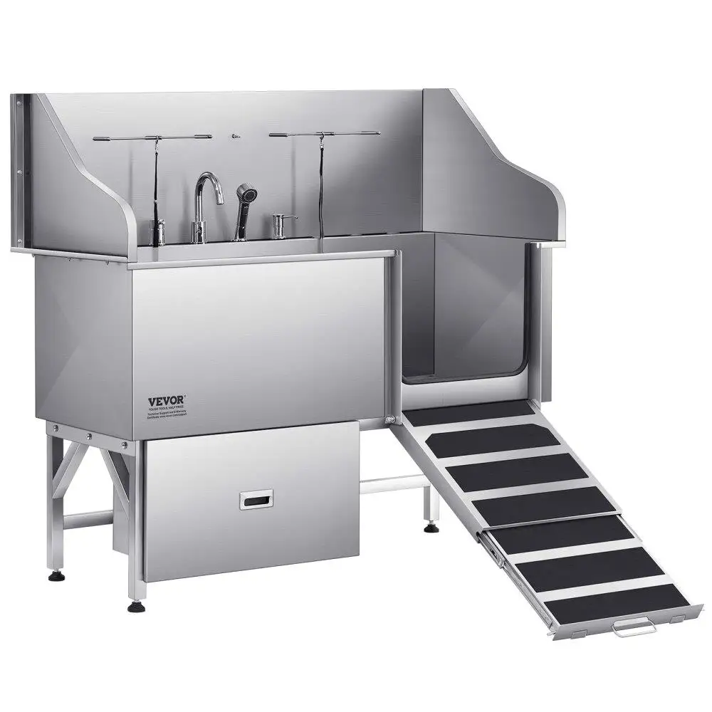 61-дюймовая ванна для ухода за собаками из нержавеющей стали с рампами и фильтром для воды Портативная станция для мытья домашних животных
61-дюймовая ванна для ухода за собаками из нержавеющей стали с рампами и фильтром для воды Портативная станция для мытья домашних животных