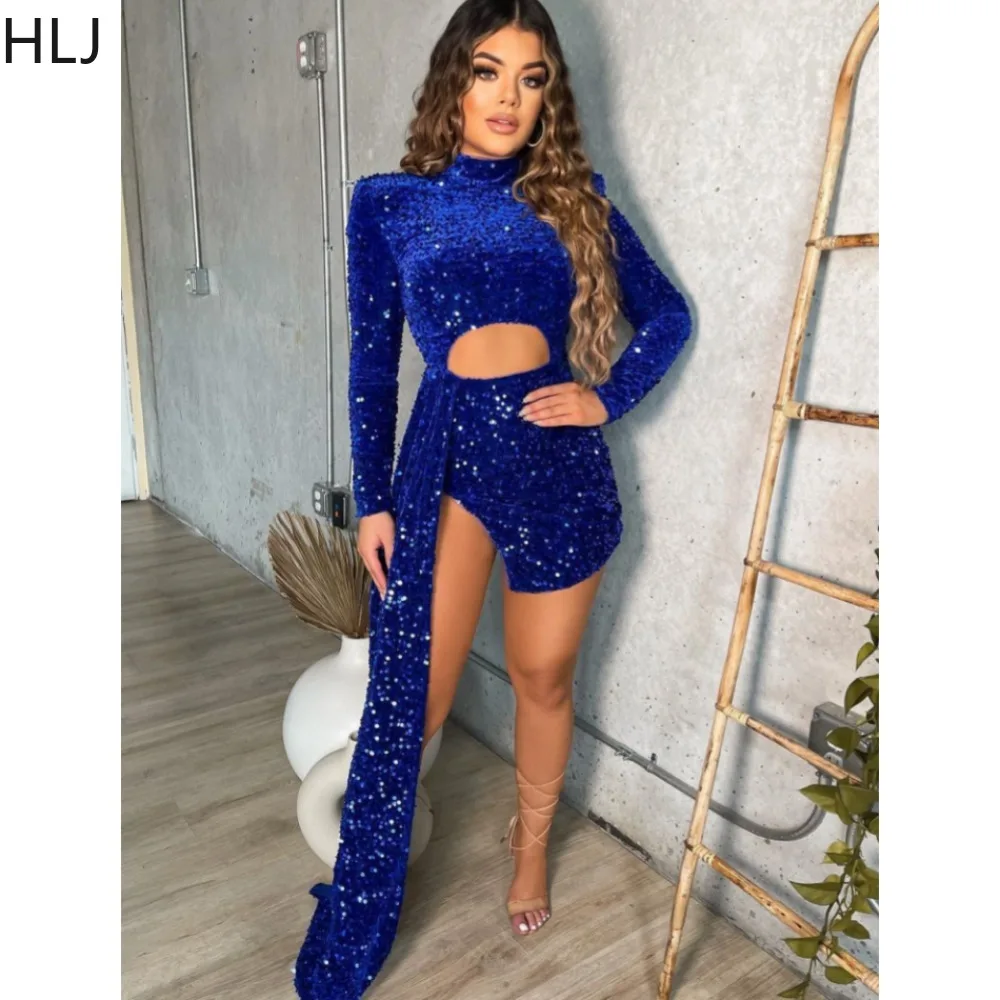 HLJ Sexy Sequin Hollow Party Club Dresses Women Round Neck Long Sleeve Slit Mini Dress Fashion Female Irregular Bodycon Vestidos
HLJ Sexy Sequin Hollow Party Club Dresses Women Round Neck Long Sleeve Slit Mini Dress Fashion Female Irregular Bodycon Vestidos