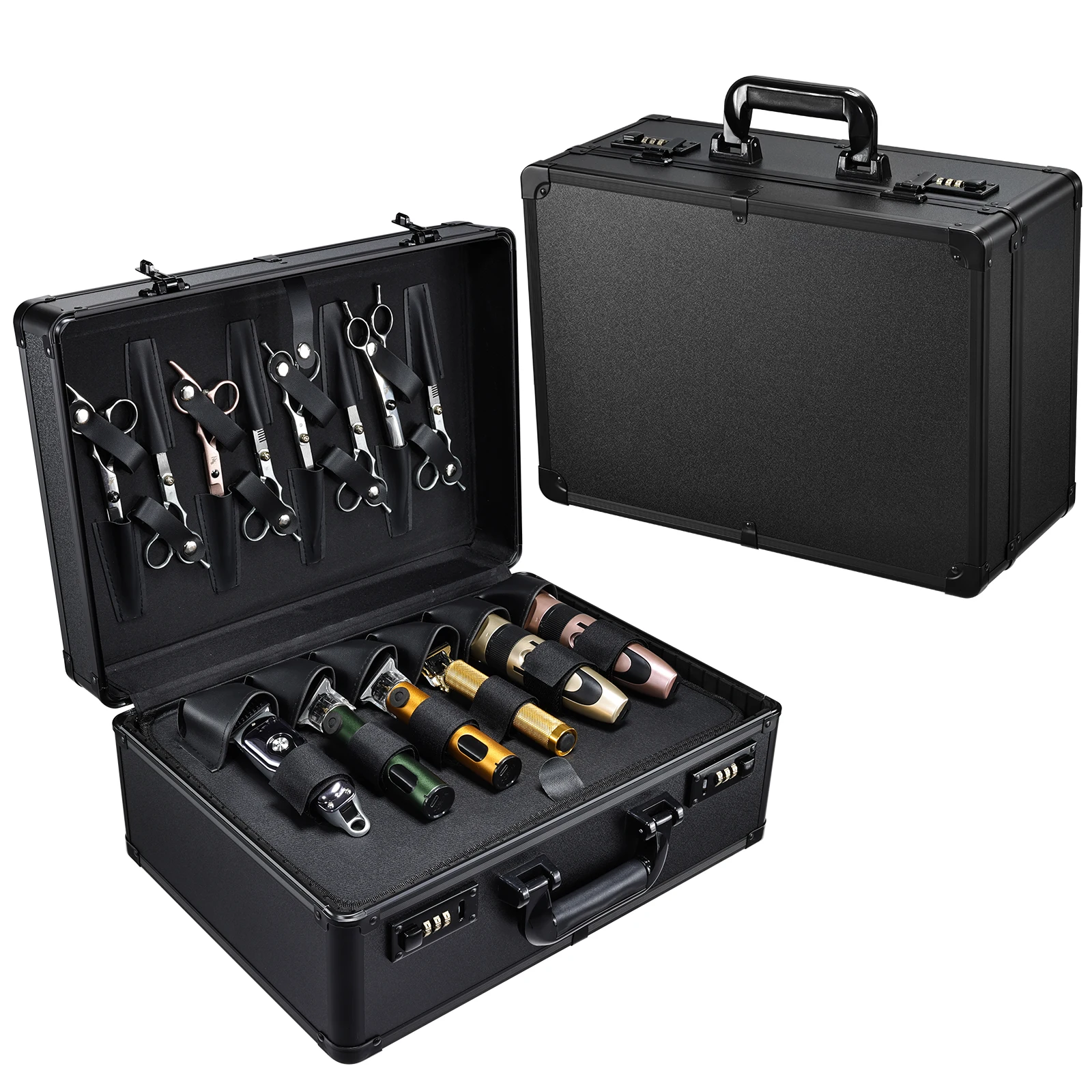 Профессиональный чехол для парикмахерских аксессуаров, чехол для инструментов для ножниц, органайзер для стрижки триммера, чемодан для парикмахеров с кодовым замком 
Профессиональный чехол для парикмахерских аксессуаров, чехол для инструментов для ножниц, органайзер для стрижки триммера, чемодан для парикмахеров с кодовым замком