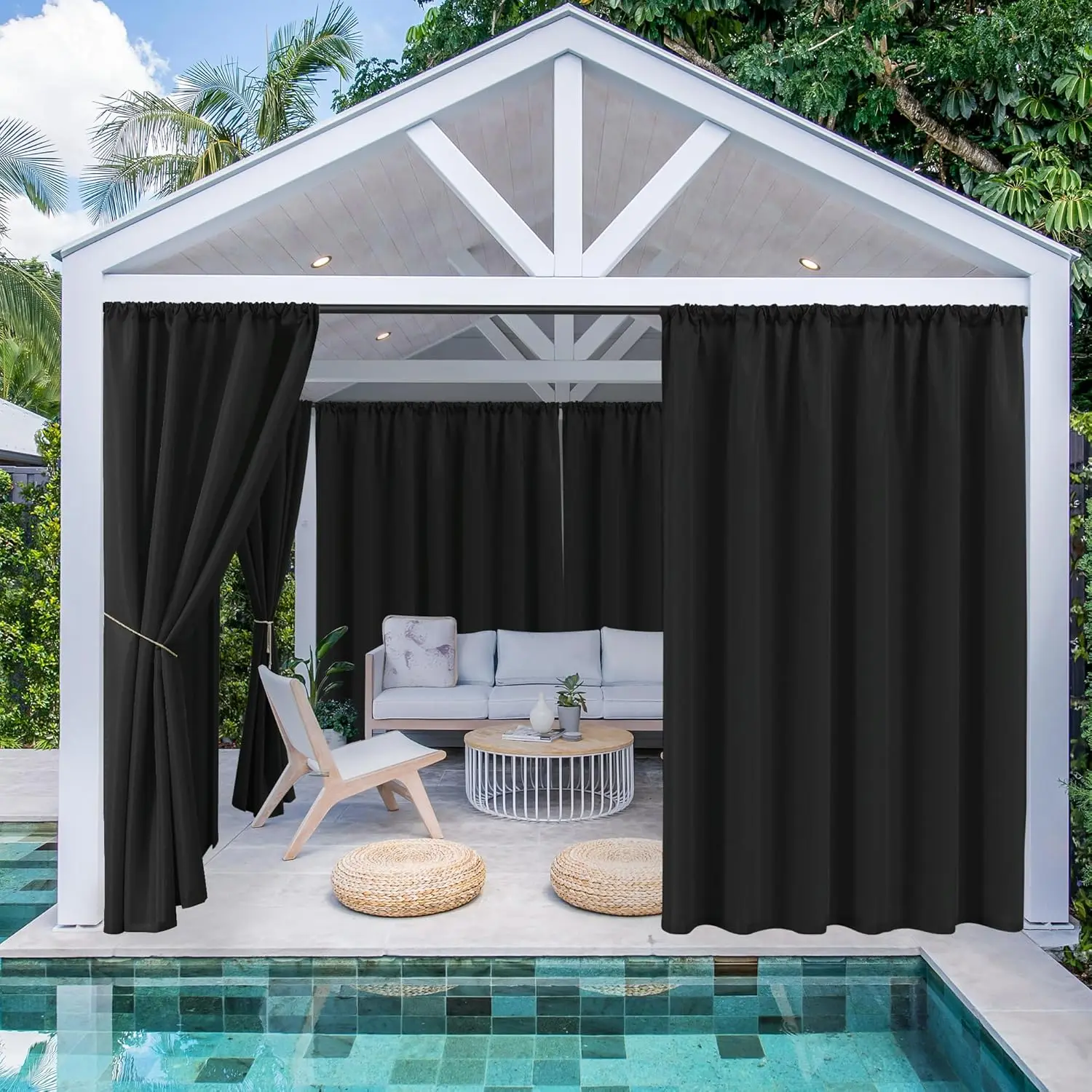 Waterproof Patio Curtains with Rod Pocket 4 Panels 54x95 Inch for Privacy, Balcony, Porch, Gazebo, Pergola, Black
Waterproof Patio Curtains with Rod Pocket 4 Panels 54x95 Inch for Privacy, Balcony, Porch, Gazebo, Pergola, Black
