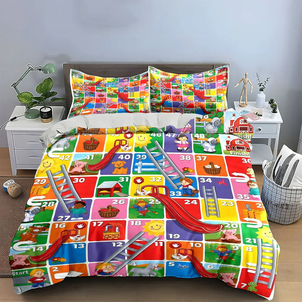 Farm Snakes And Ladders Game Duvet Cover Set, Kids Cartoon Farm Animal Bedding Includes 1 Duvet Cover And 2 Pillowcase,Gift
Farm Snakes And Ladders Game Duvet Cover Set, Kids Cartoon Farm Animal Bedding Includes 1 Duvet Cover And 2 Pillowcase,Gift