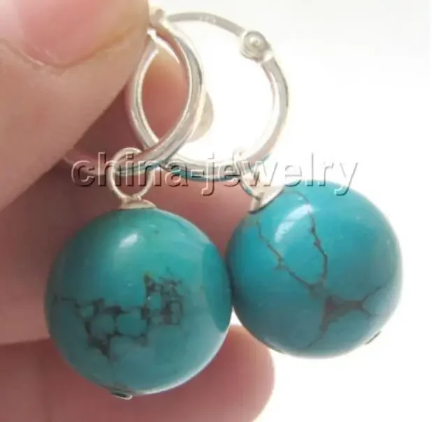 Jewelry Jade Earring hot sale Beautiful 14mm natural round turquoises earring - 925 silver hoop Free Shipping
Jewelry Jade Earring hot sale Beautiful 14mm natural round turquoises earring - 925 silver hoop Free Shipping