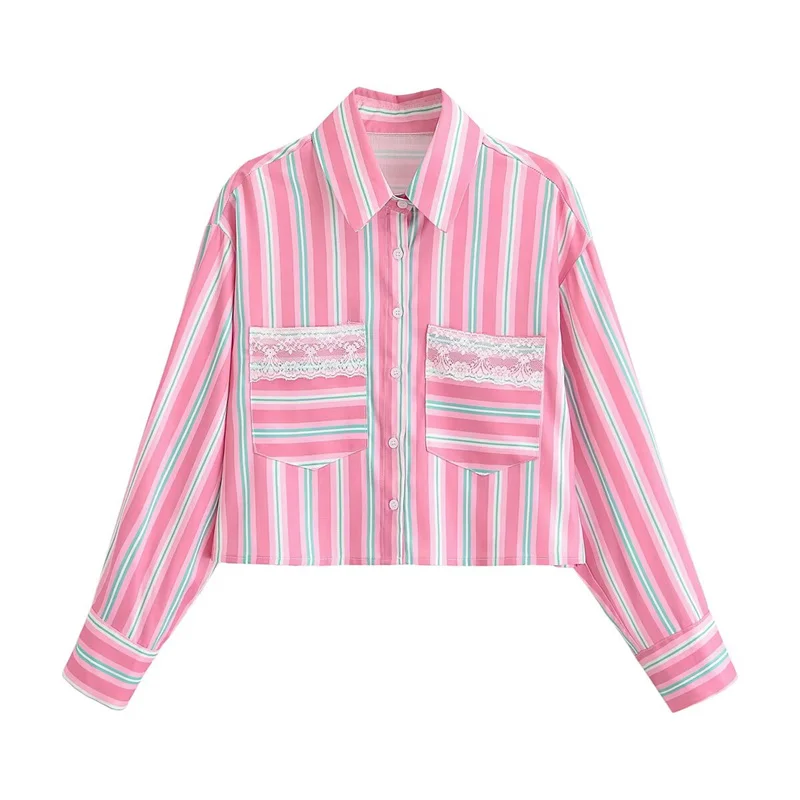 Summer Women's Lace Striped Shirts Top 2026 New Fashion Long Sleeved Short Casual Blouses Elegant Women's Clothing
Summer Women's Lace Striped Shirts Top 2026 New Fashion Long Sleeved Short Casual Blouses Elegant Women's Clothing