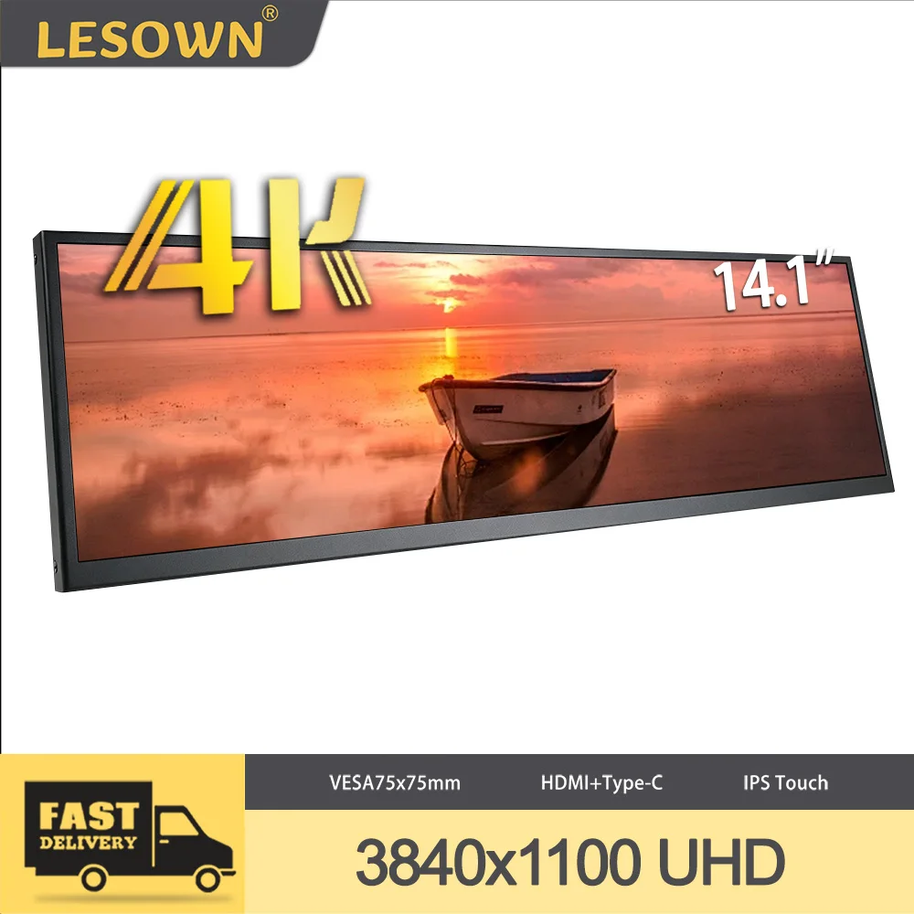 LESOWN 14.1inch 3840x1100 IPS External Second Monitor 4K Long LCD Sidebar Display AIDA64 Sensor Panel for Laptop PC Game Work
LESOWN 14.1inch 3840x1100 IPS External Second Monitor 4K Long LCD Sidebar Display AIDA64 Sensor Panel for Laptop PC Game Work