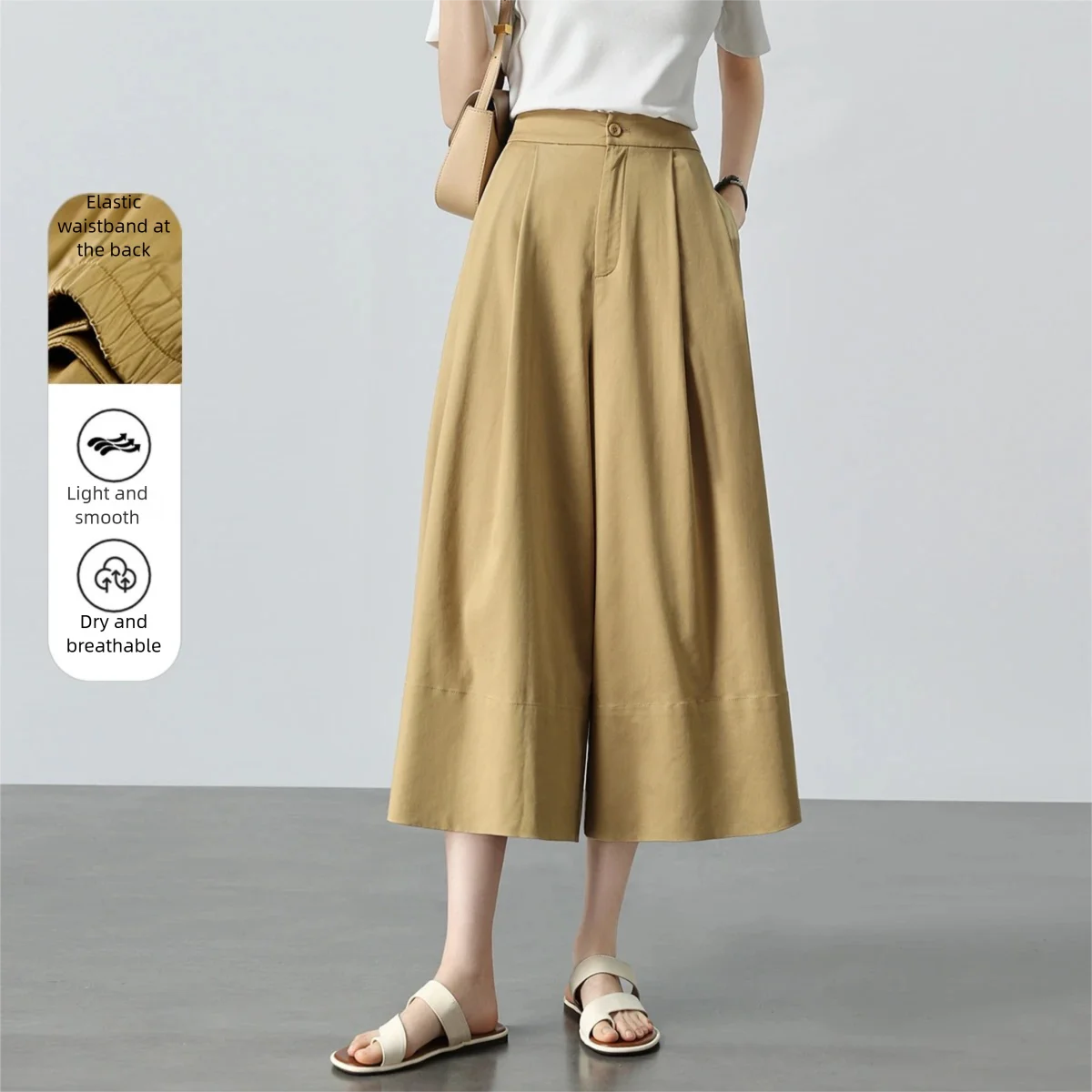 SENTUBILA Fashion Office Culottes 2026 Summer Elastic Waistband Seven Length Wide Leg Trousers Simple Cotton Bottoms 152KD2907X
SENTUBILA Fashion Office Culottes 2026 Summer Elastic Waistband Seven Length Wide Leg Trousers Simple Cotton Bottoms 152KD2907X