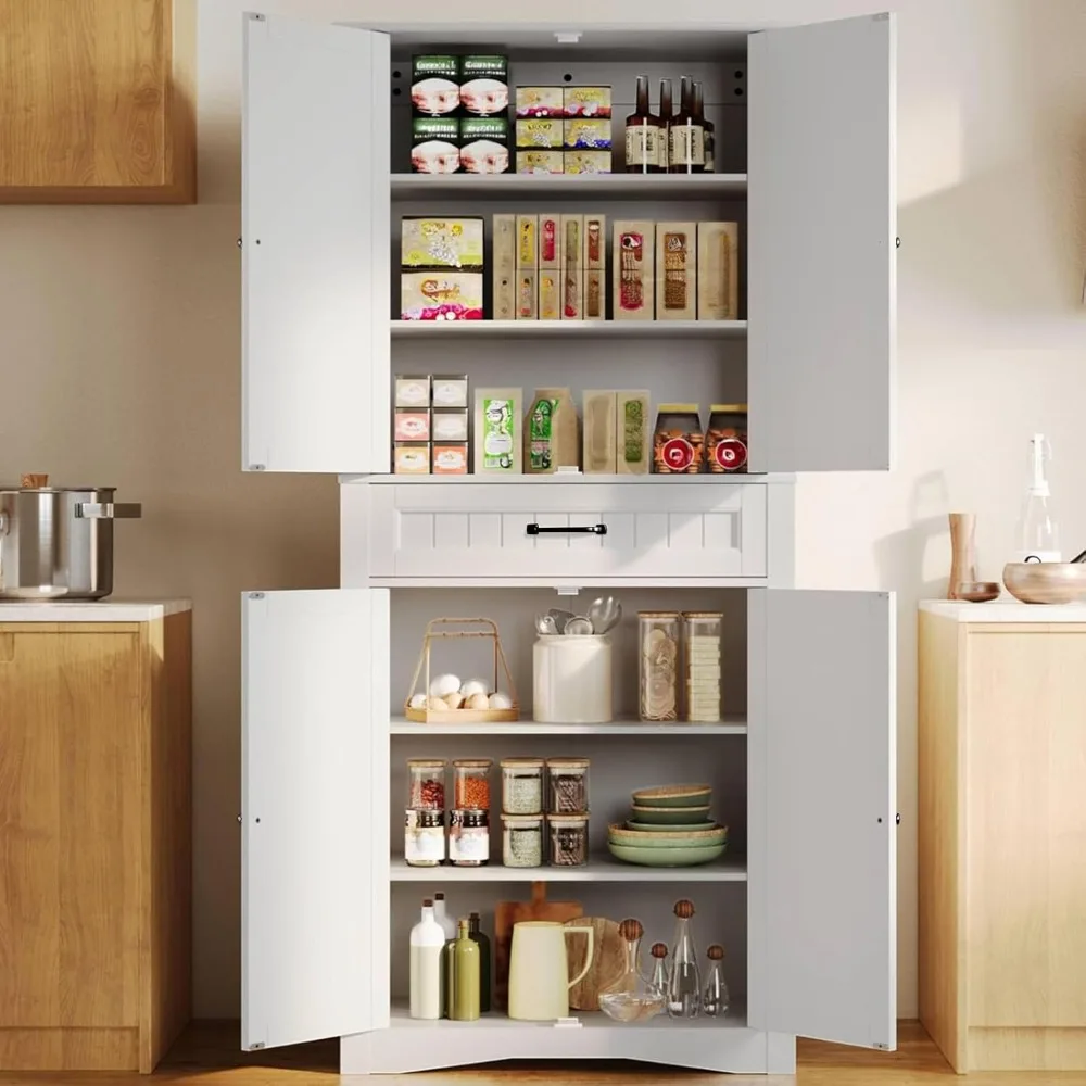 71'' Kitchen Pantry Storage Cabinet, Freestanding Cupboard with 4 Barn Doors and 4 Adjustable Shelves, Kitchen Cabine
71'' Kitchen Pantry Storage Cabinet, Freestanding Cupboard with 4 Barn Doors and 4 Adjustable Shelves, Kitchen Cabine