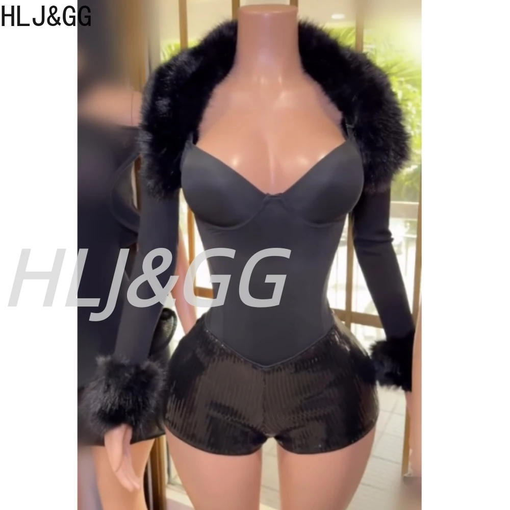HLJ&GG Fashion Fur Long Sleeve Cardigan 3 Piece Sets Women Long Sleeve Top + Bodysuits + Sequin Shorts Outfits Y2K Streetwear
HLJ&GG Fashion Fur Long Sleeve Cardigan 3 Piece Sets Women Long Sleeve Top + Bodysuits + Sequin Shorts Outfits Y2K Streetwear