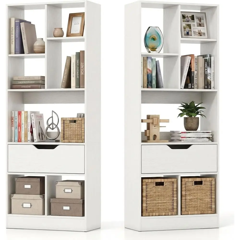 51 Tall Open Bookcase with 7-Cube Storage, Wooden Shelving Unit for Home or Office, White
51 Tall Open Bookcase with 7-Cube Storage, Wooden Shelving Unit for Home or Office, White