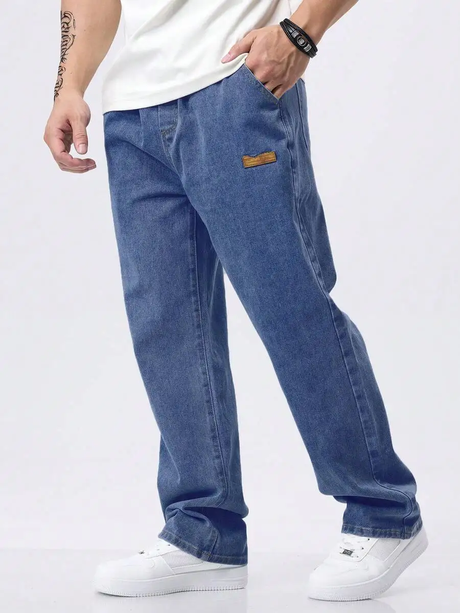 Mens Elastic Waist Washed Loose Straight Leg Denim Jeans
Mens Elastic Waist Washed Loose Straight Leg Denim Jeans