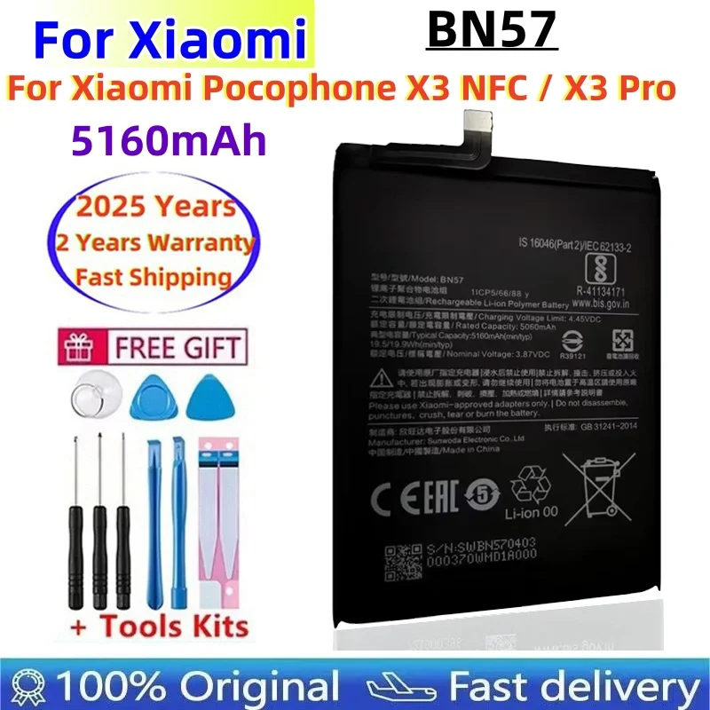 100% Original Xiao mi BN57 5160mAh Phone Battery For Xiaomi Pocophone X3 Poco X3 Pro Replacement Batteries Bateria Fast Shipping
100% Original Xiao mi BN57 5160mAh Phone Battery For Xiaomi Pocophone X3 Poco X3 Pro Replacement Batteries Bateria Fast Shipping