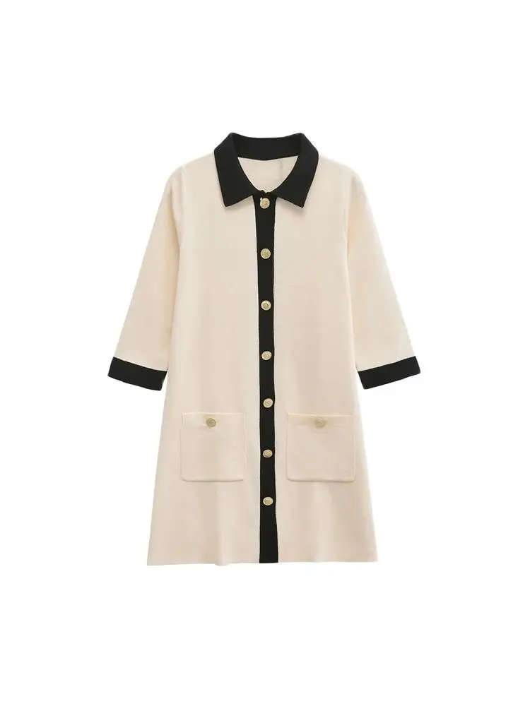 GELITAYIN TRZA - женское трикотажное мини-платье, передние накладные карманы, золотые пуговицы, рукава три четверти, женские платья, шикарная мода
GELITAYIN TRZA - женское трикотажное мини-платье, передние накладные карманы, золотые пуговицы, рукава три четверти, женские платья, шикарная мода