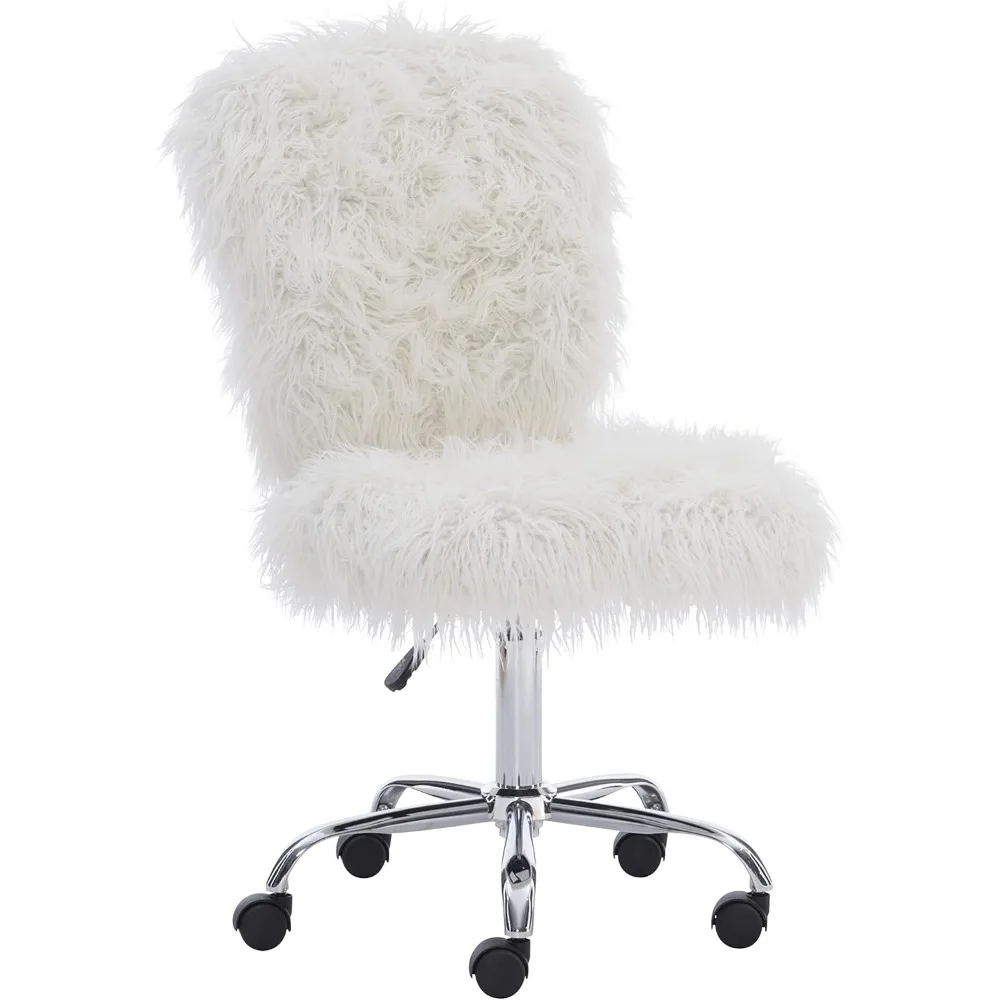 Faux Flokati Armless Office Chair Adjustable Height, 360° Swivel and Roller Wheels
Faux Flokati Armless Office Chair Adjustable Height, 360° Swivel and Roller Wheels
