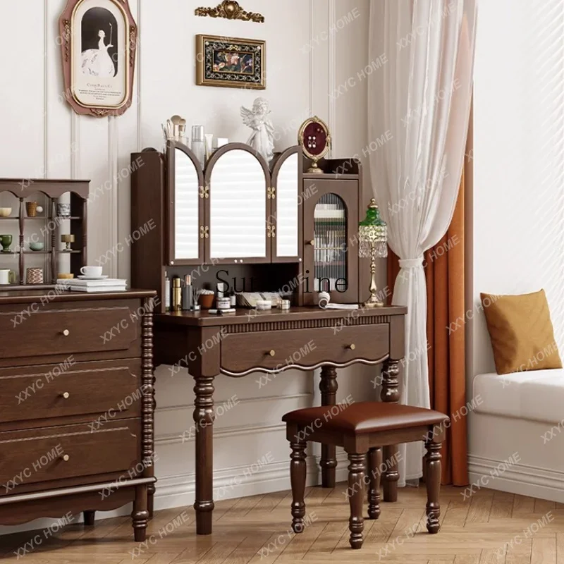retro solid wood dresser desk integrated antique makeup storage cabinet
retro solid wood dresser desk integrated antique makeup storage cabinet