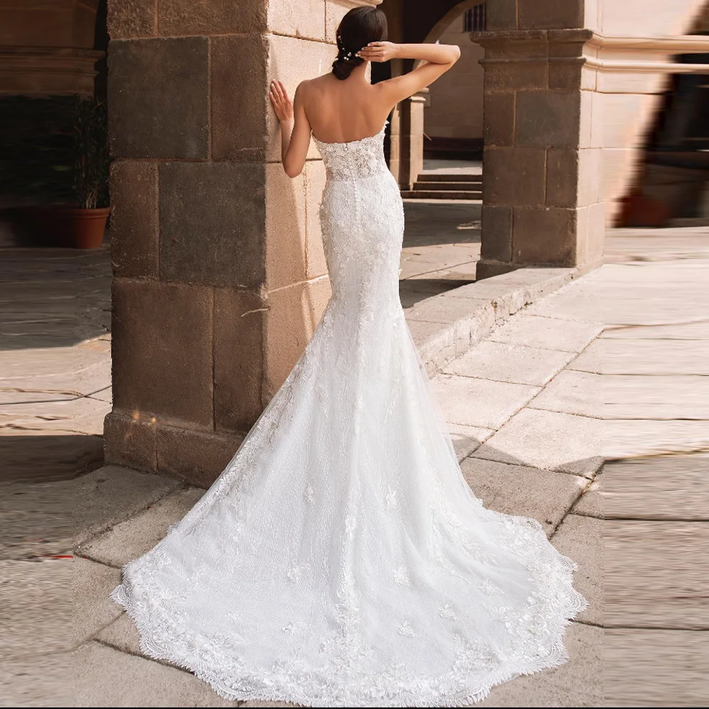 Customized Mermaid Lace Applique Bohemian Wedding Dress Sweetheart Sleeveless Backless Zipper Brides Dress Vestidos Customized
Customized Mermaid Lace Applique Bohemian Wedding Dress Sweetheart Sleeveless Backless Zipper Brides Dress Vestidos Customized