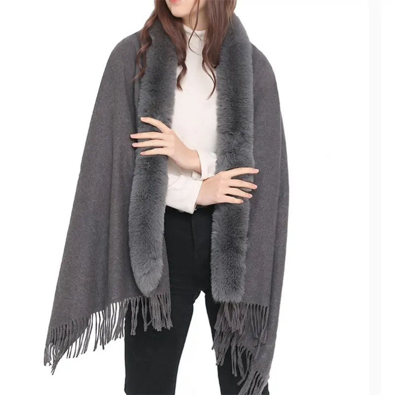 Winter Imitation Wool Collar Cloak Scarf Dual-purpose Female Imitation Cashmere Shawl Ponchos Lady Capes Cloak Gray Cardigan
Winter Imitation Wool Collar Cloak Scarf Dual-purpose Female Imitation Cashmere Shawl Ponchos Lady Capes Cloak Gray Cardigan