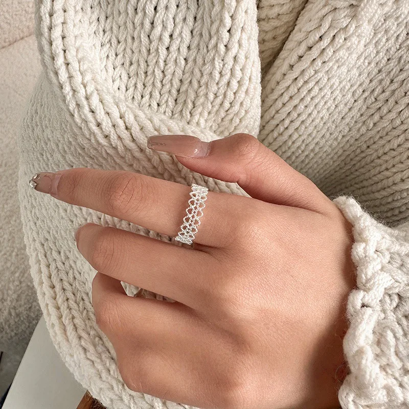 New Hollowed Out Lace Heart 925 Sterling Silver Simple Personality Opening Rings JZ262
New Hollowed Out Lace Heart 925 Sterling Silver Simple Personality Opening Rings JZ262