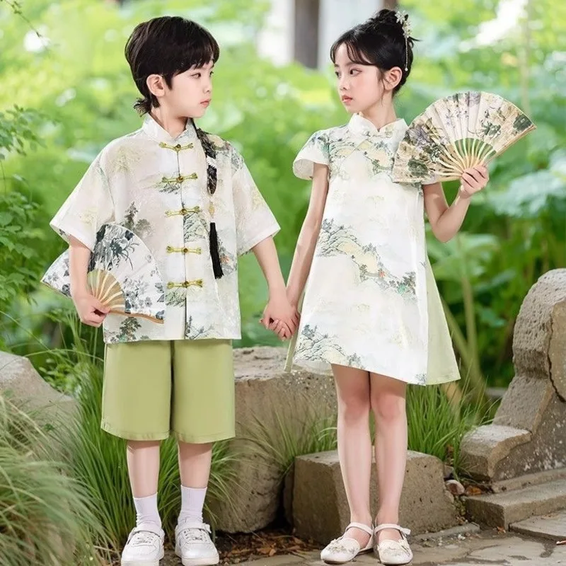 26 Spring Summer Festival National Day Tradition Chinese Costume Children Kid Clothes Boy 2piece Set Girl Dress 3-18 Year Outfit
26 Spring Summer Festival National Day Tradition Chinese Costume Children Kid Clothes Boy 2piece Set Girl Dress 3-18 Year Outfit