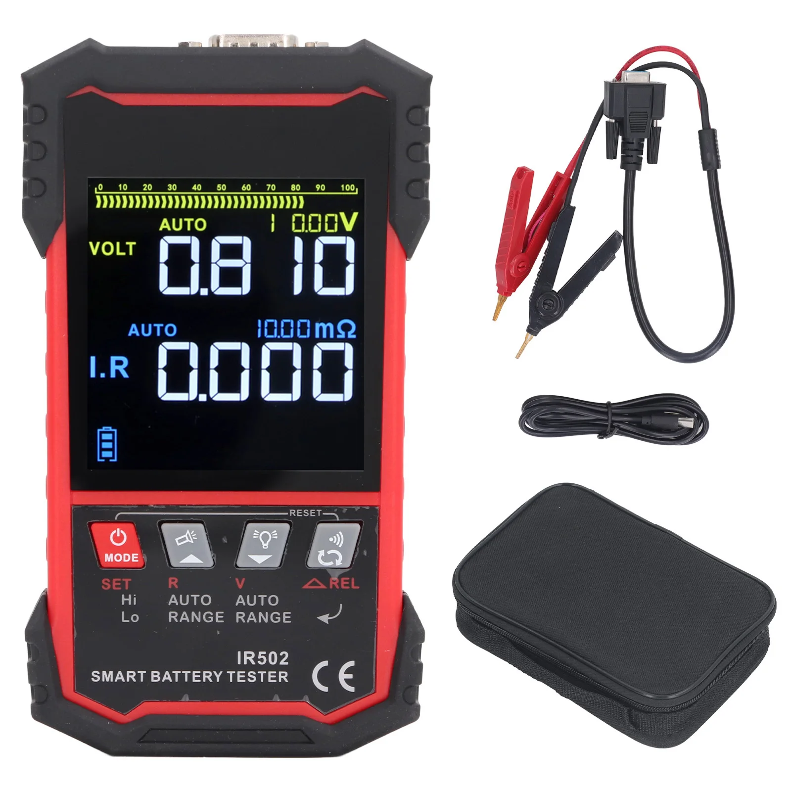 Battery Resistance Test Tool 3.2 Inch Color LCD Screen 0.00V-±120V 0.000mΩ‑500Ω Voltage Resistance Tester for Motorcycle
Battery Resistance Test Tool 3.2 Inch Color LCD Screen 0.00V-±120V 0.000mΩ‑500Ω Voltage Resistance Tester for Motorcycle