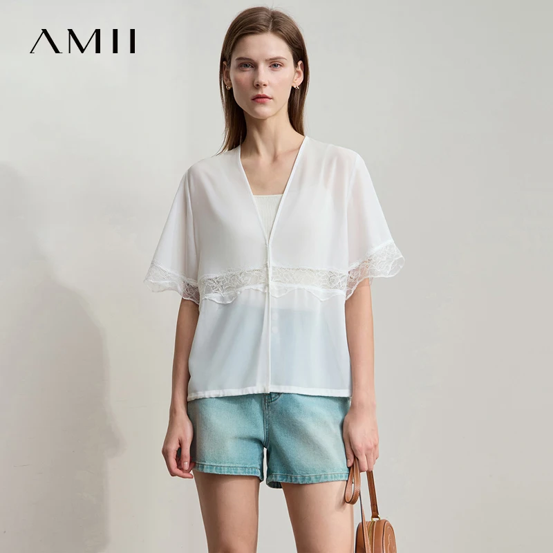 Amii Minimalist Beige Chiffon Shirt Women 2025 Summer New Office Lady Casual V-neck Lace Solid Blouse Elegant Fairy Top 12522146
Amii Minimalist Beige Chiffon Shirt Women 2025 Summer New Office Lady Casual V-neck Lace Solid Blouse Elegant Fairy Top 12522146