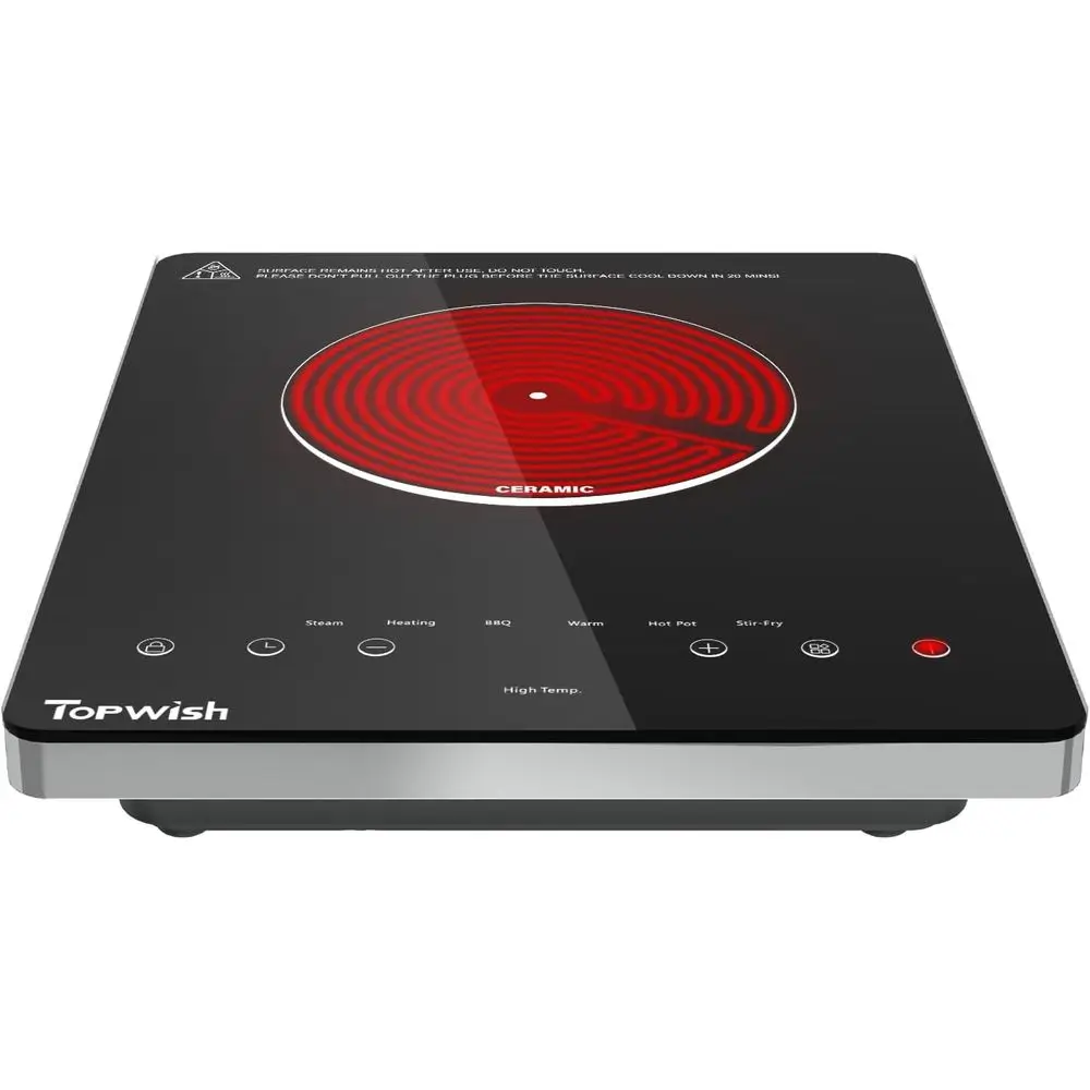 1300W 110-120V Single Burner Electric Cooktop with Touch Control, Child Lock, 10 Power Levels, Heat Indicator
1300W 110-120V Single Burner Electric Cooktop with Touch Control, Child Lock, 10 Power Levels, Heat Indicator