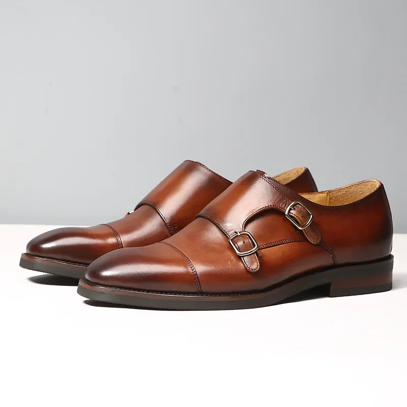 British Belt buckle retro brown cowhide formal business men's shoes full leather shoes work office
British Belt buckle retro brown cowhide formal business men's shoes full leather shoes work office