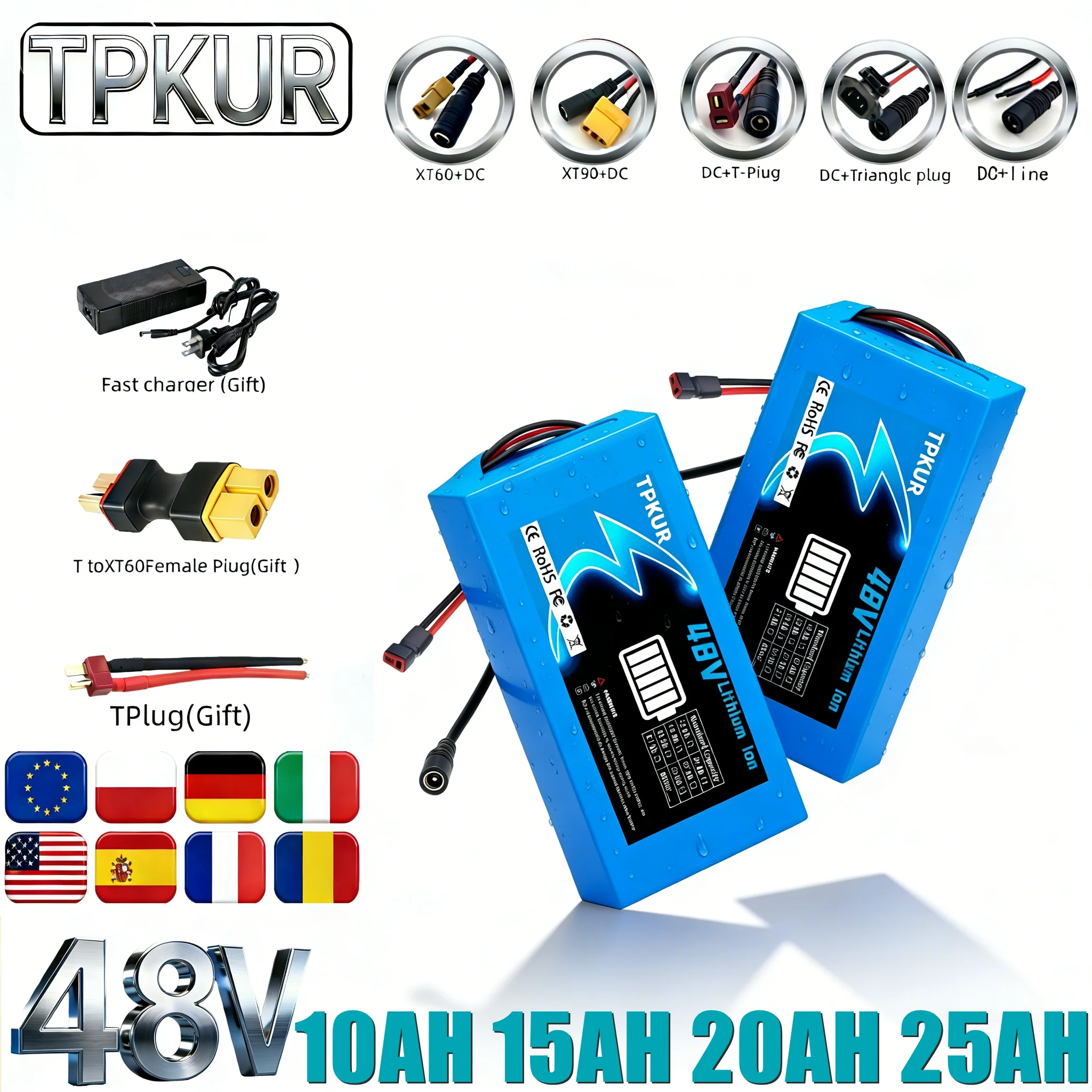 48V 18650 Cell Battery Pack 10AH,15AH,20AH,25Ah Large Power Lithium Battery Integrated BMS Safe Power Supply for Electric Motor
48V 18650 Cell Battery Pack 10AH,15AH,20AH,25Ah Large Power Lithium Battery Integrated BMS Safe Power Supply for Electric Motor