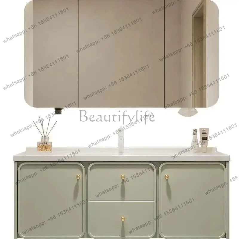 French Cream Pastoral Bathroom Cabinet Washbasin Ambient Light Mirror Beauty Rack Wash Ceramic Integrated Basin
French Cream Pastoral Bathroom Cabinet Washbasin Ambient Light Mirror Beauty Rack Wash Ceramic Integrated Basin