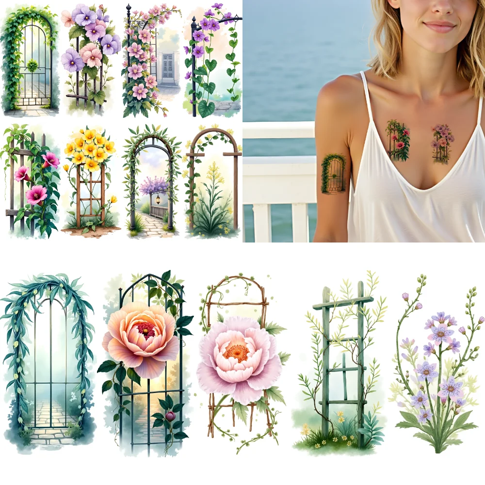 9pcs Temporary Tattoo Floral Patterns Waterproof Long-lasting Body Stickers Garden Designs Watercolor For Shoulders Ladies
9pcs Temporary Tattoo Floral Patterns Waterproof Long-lasting Body Stickers Garden Designs Watercolor For Shoulders Ladies