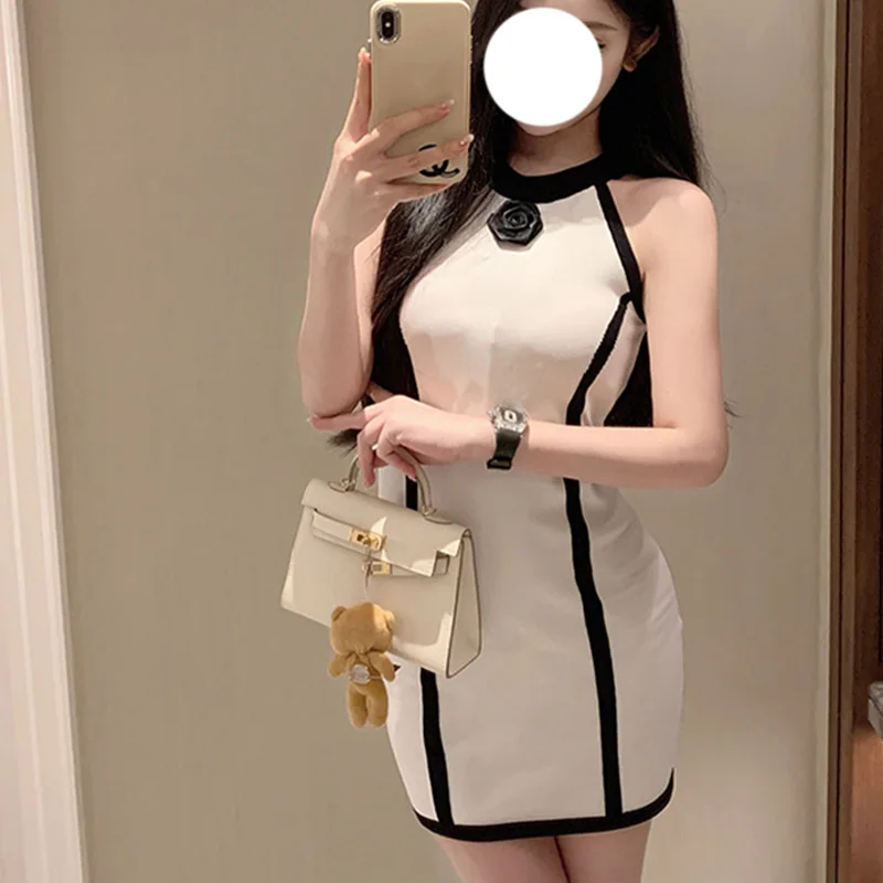 Summer New Fashion Floral O-neck Striped Slim Knitted Dress Women Sexy Elastic Sleeveless Elegant Dresses
Summer New Fashion Floral O-neck Striped Slim Knitted Dress Women Sexy Elastic Sleeveless Elegant Dresses