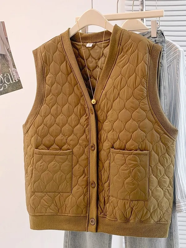 Хлопковый жилет с эффектом похудения и ромбовидным узором, женский свободный многослойный жилет с v-образным вырезом, повседневная верхняя одежда, внутренняя часть на осень-зиму
Хлопковый жилет с эффектом похудения и ромбовидным узором, женский свободный многослойный жилет с v-образным вырезом, повседневная верхняя одежда, внутренняя часть на осень-зиму