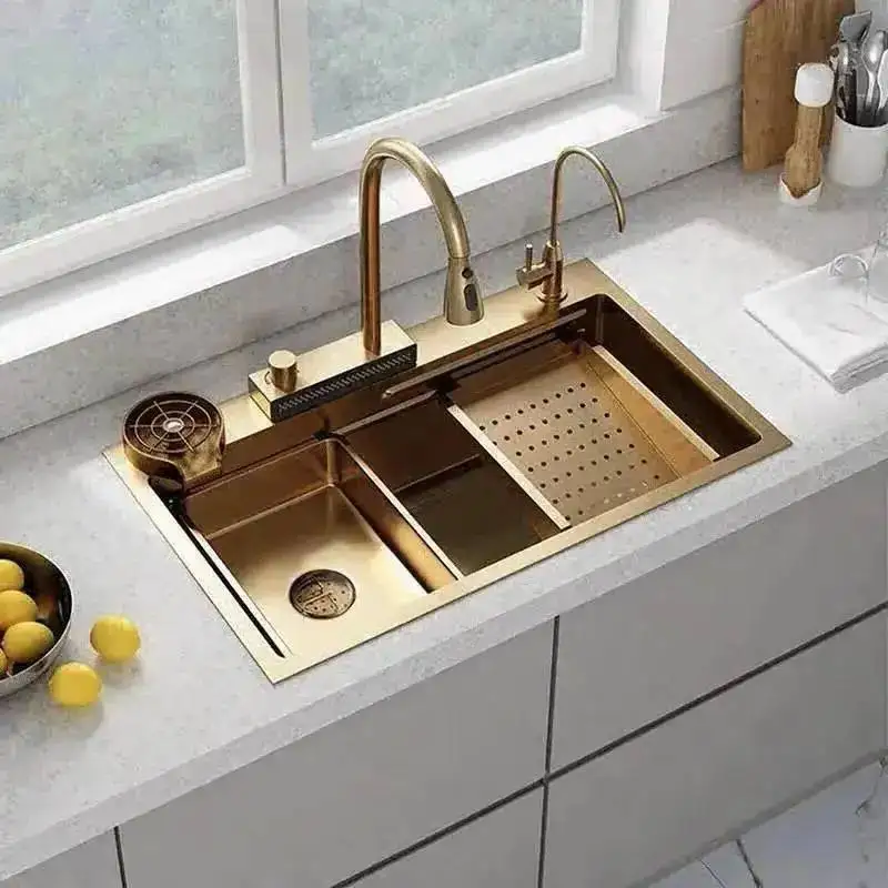 with Thickened Kitchen Modern Minimalist Sinks Sinks Basket for Beige Home Personalized Metal Smart Kitchen Sink Gold for Hotel
with Thickened Kitchen Modern Minimalist Sinks Sinks Basket for Beige Home Personalized Metal Smart Kitchen Sink Gold for Hotel