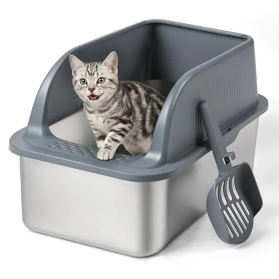 Stainless Steel Cat Litter Box with High Sided Lid Metal Kitty Litter Box with Scoop for Small and Medium Cats Anti-Urine Leaka
Stainless Steel Cat Litter Box with High Sided Lid Metal Kitty Litter Box with Scoop for Small and Medium Cats Anti-Urine Leaka