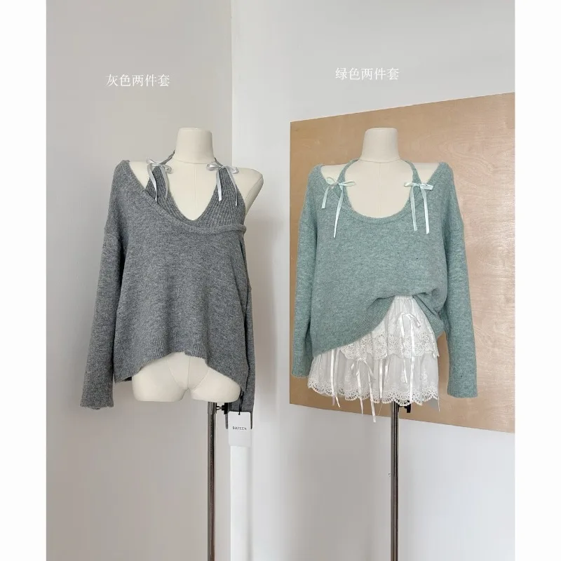 Korean Sweet Elegant Popular Streetwear Two Piece Sets Lazy Off The Shoulder Solid Preppy Style Lazy Pullovers Y2k Girl Clothes
Korean Sweet Elegant Popular Streetwear Two Piece Sets Lazy Off The Shoulder Solid Preppy Style Lazy Pullovers Y2k Girl Clothes