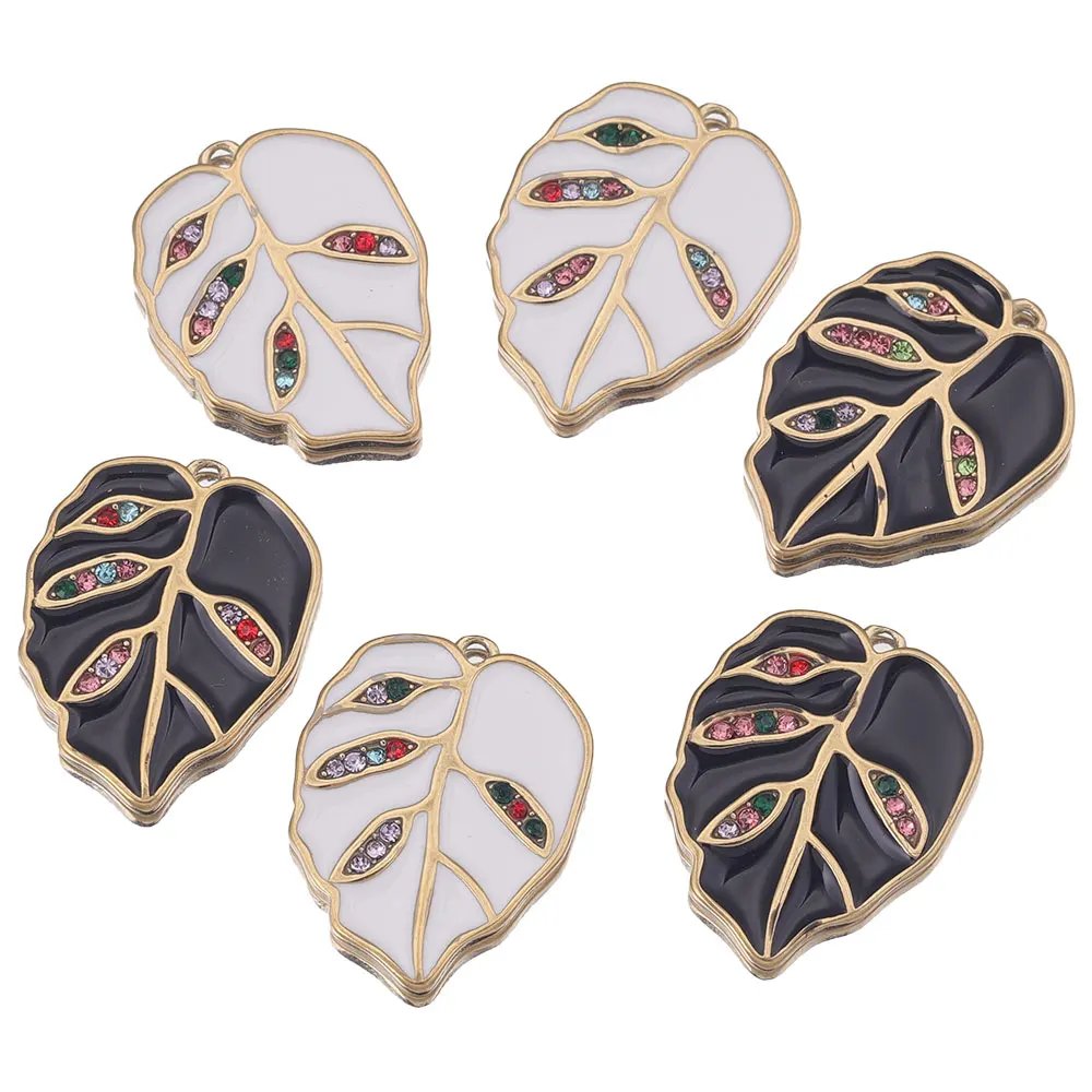 4pcs/lot Stainless Steel Black White Enamel Leaves Charms Rhinestones for DIY Earrings Necklace Jewelry Making Pendant Supplies
4pcs/lot Stainless Steel Black White Enamel Leaves Charms Rhinestones for DIY Earrings Necklace Jewelry Making Pendant Supplies