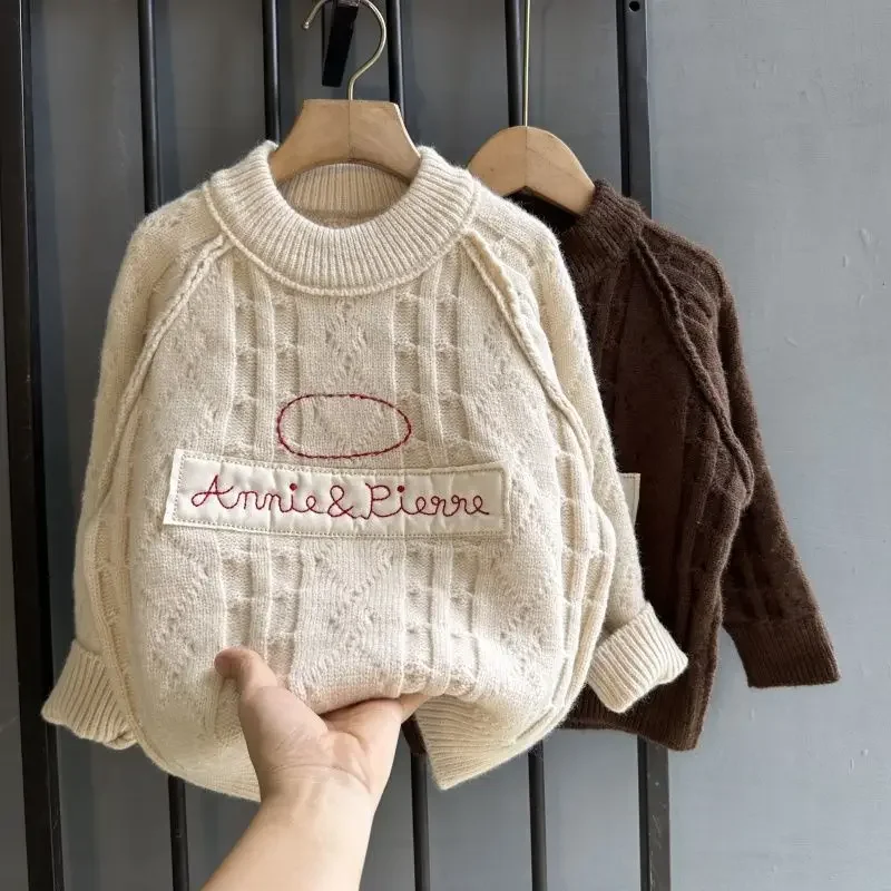 New Autumn Winter Kid Patch Letter Twist Long Sleeve Knit Sweater Boy Baby Thicken Warm Knitted Shirt Girl Children Cotton Tops
New Autumn Winter Kid Patch Letter Twist Long Sleeve Knit Sweater Boy Baby Thicken Warm Knitted Shirt Girl Children Cotton Tops
