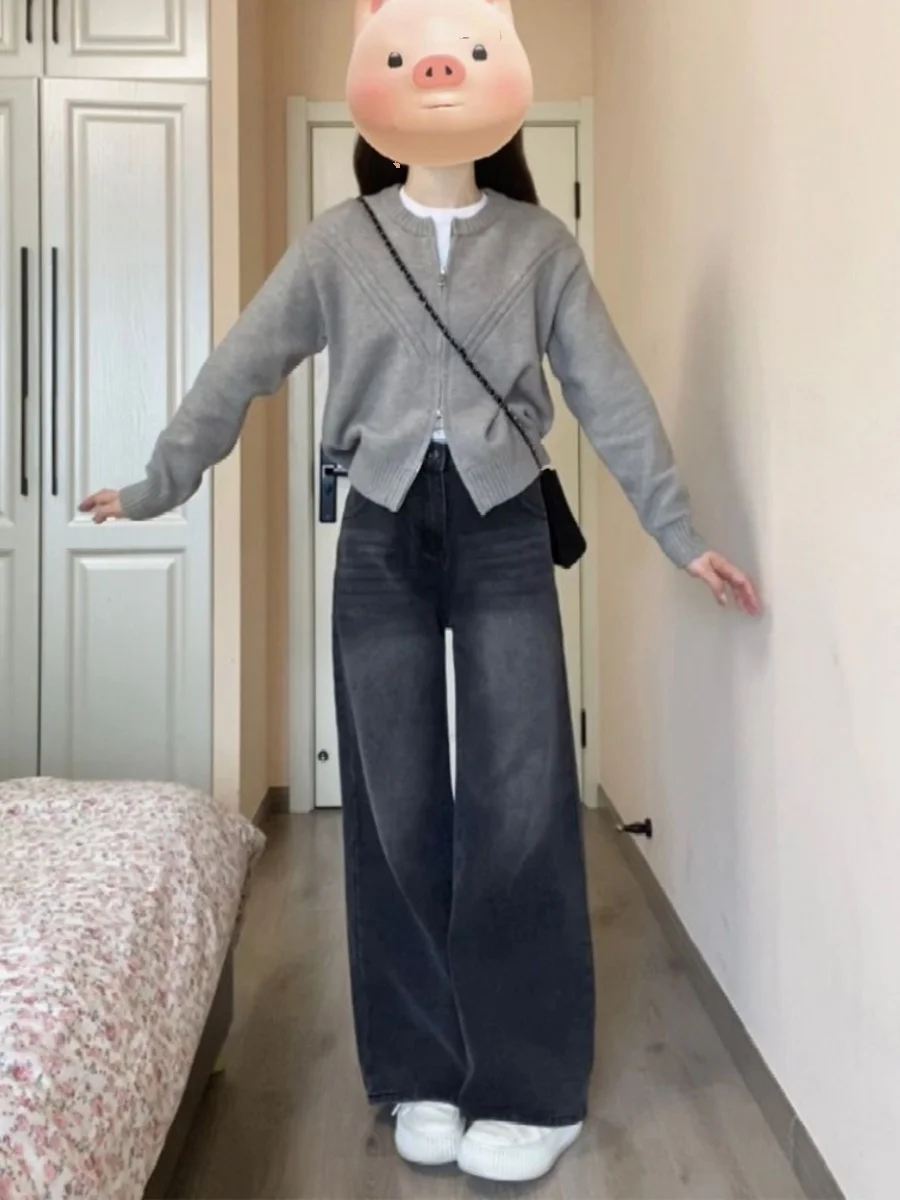 American Style Wide Leg Denim Jeans Women's Spring Autumn plus Size Conceal Meat Slim Straight Long Pants High Waist
American Style Wide Leg Denim Jeans Women's Spring Autumn plus Size Conceal Meat Slim Straight Long Pants High Waist