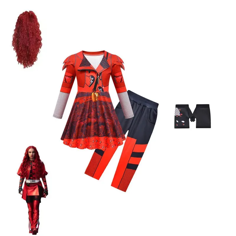 Красный карнавальный костюм для девочек, детское платье ведьмы на Хэллоуин, маскировочный наряд, праздничное платье + брюки + перчатки, костюмы из 3 предметов 
Красный карнавальный костюм для девочек, детское платье ведьмы на Хэллоуин, маскировочный наряд, праздничное платье + брюки + перчатки, костюмы из 3 предметов