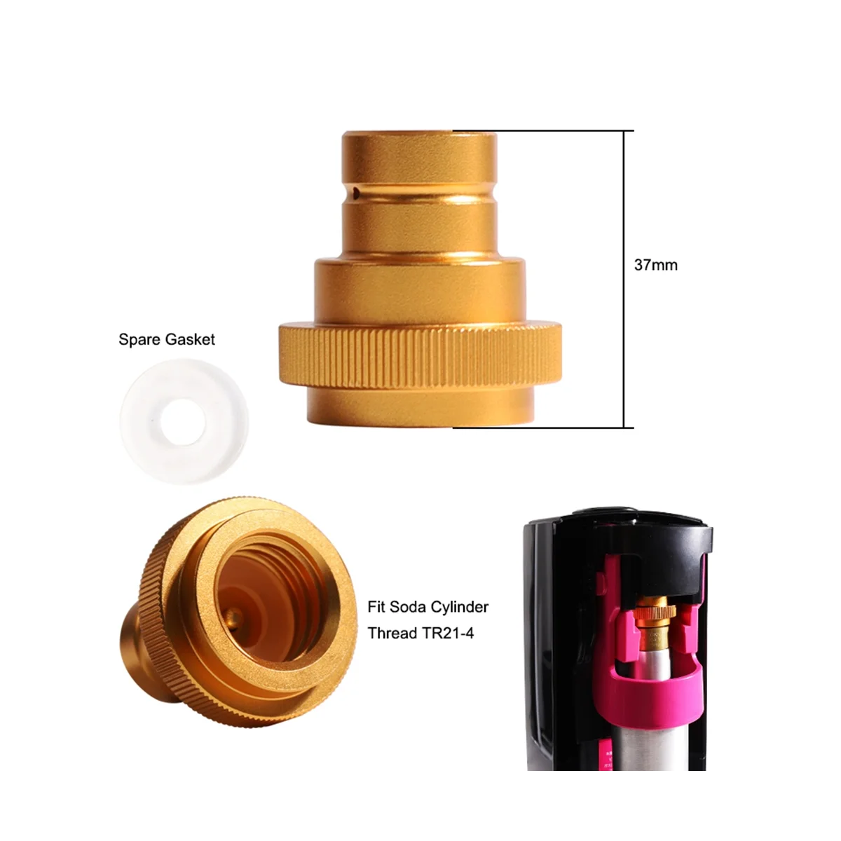 Adapter for Soda DUO/Terra/Art Maker with TR21-4 Male Thread Soda Maker Accessories
Adapter for Soda DUO/Terra/Art Maker with TR21-4 Male Thread Soda Maker Accessories