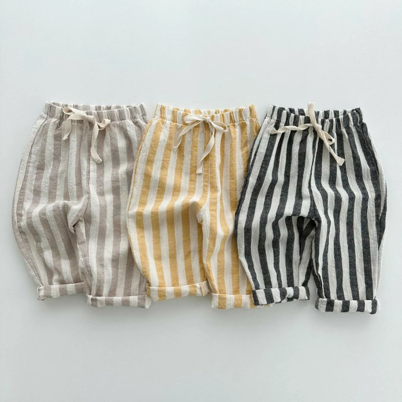 100% Cotton Baby Kids Summer Striped Trousers Korean New Boys And Girls Thin Casual Loose Drawstring Pants
100% Cotton Baby Kids Summer Striped Trousers Korean New Boys And Girls Thin Casual Loose Drawstring Pants